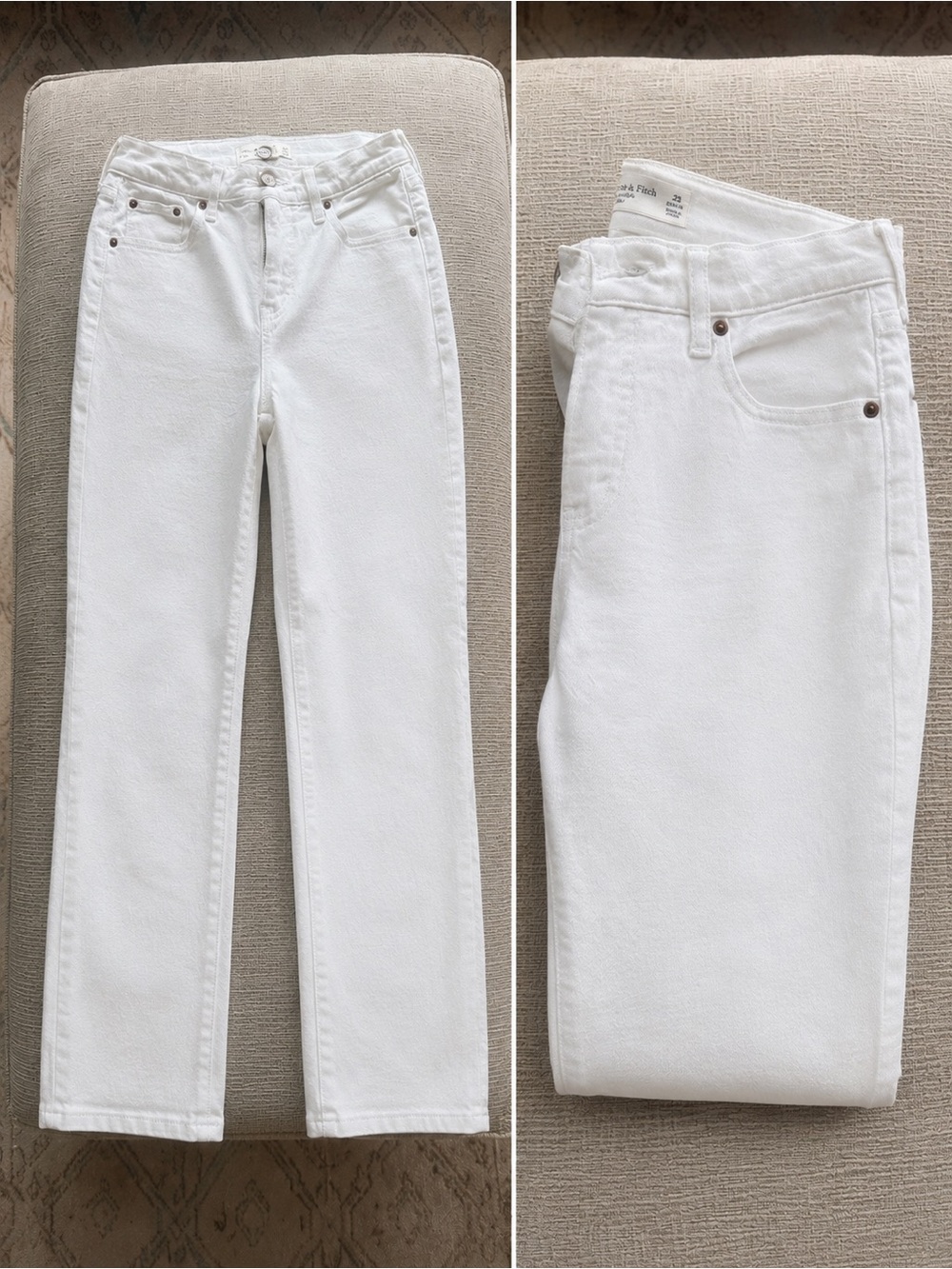 Abercrombie & Fitch White Straight-Leg Women’s Jeans